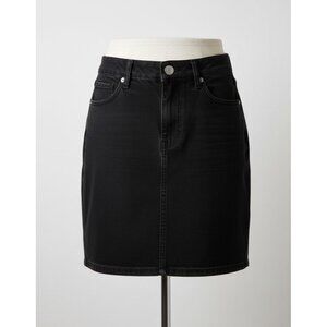 John Galt Brandy Melville Black Denim Mini Skirt | Button Fly High Waisted S